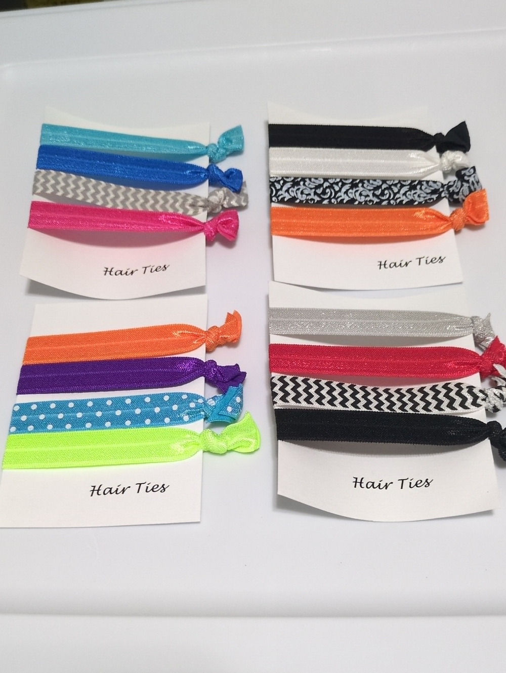 Kids Multi-Color Elastic Hair Tie Set - Assorted Brights Handmade